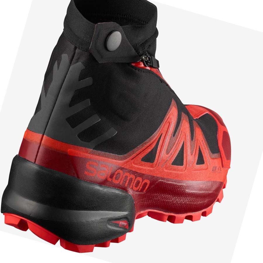 Salomon SNOWSPIKE CLIMASALOMON™ WATERPROOF Erkek Patika Koşu Ayakkabısı Siyah Kırmızı | TR 3494OKI